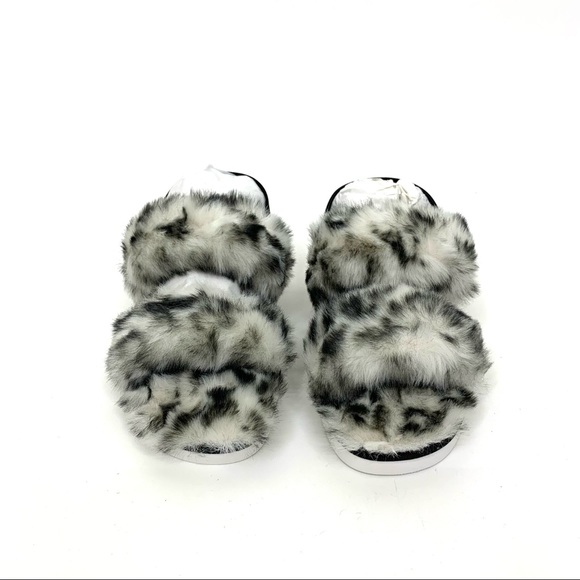 Dolce Vita Pochy Slingback Faux Snow Leopard Faux Fur Hard Sole Slippers Size 6 - Picture 3 of 13